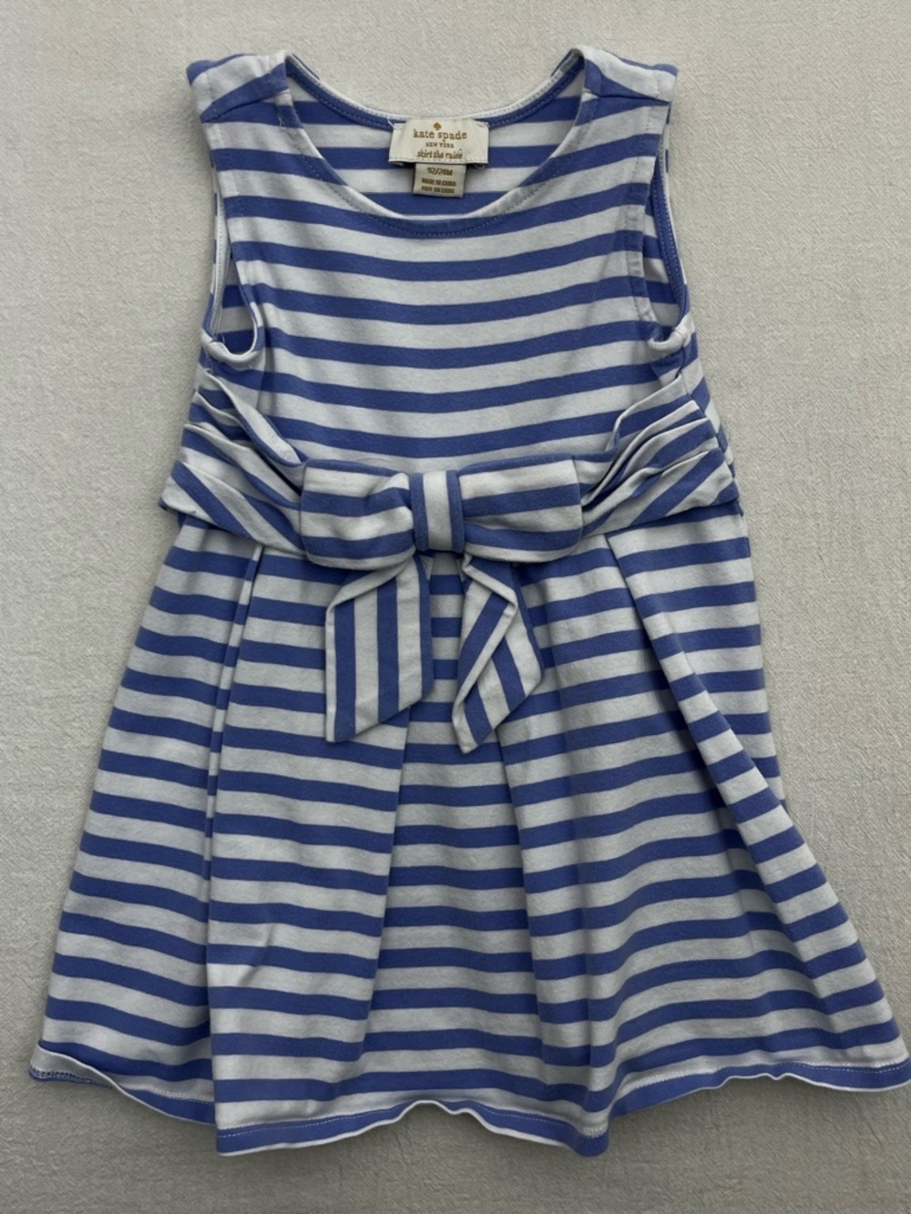 Kate Spade Toddler Blue White Stripe Bow Dress Skirt The Rules Girls Bloomers